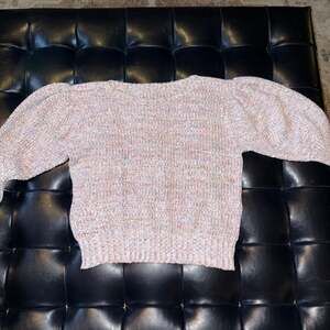 Vintage Mottled Knit Boat Neck Sweater with puffy sleeves 100% cotton Adorable!